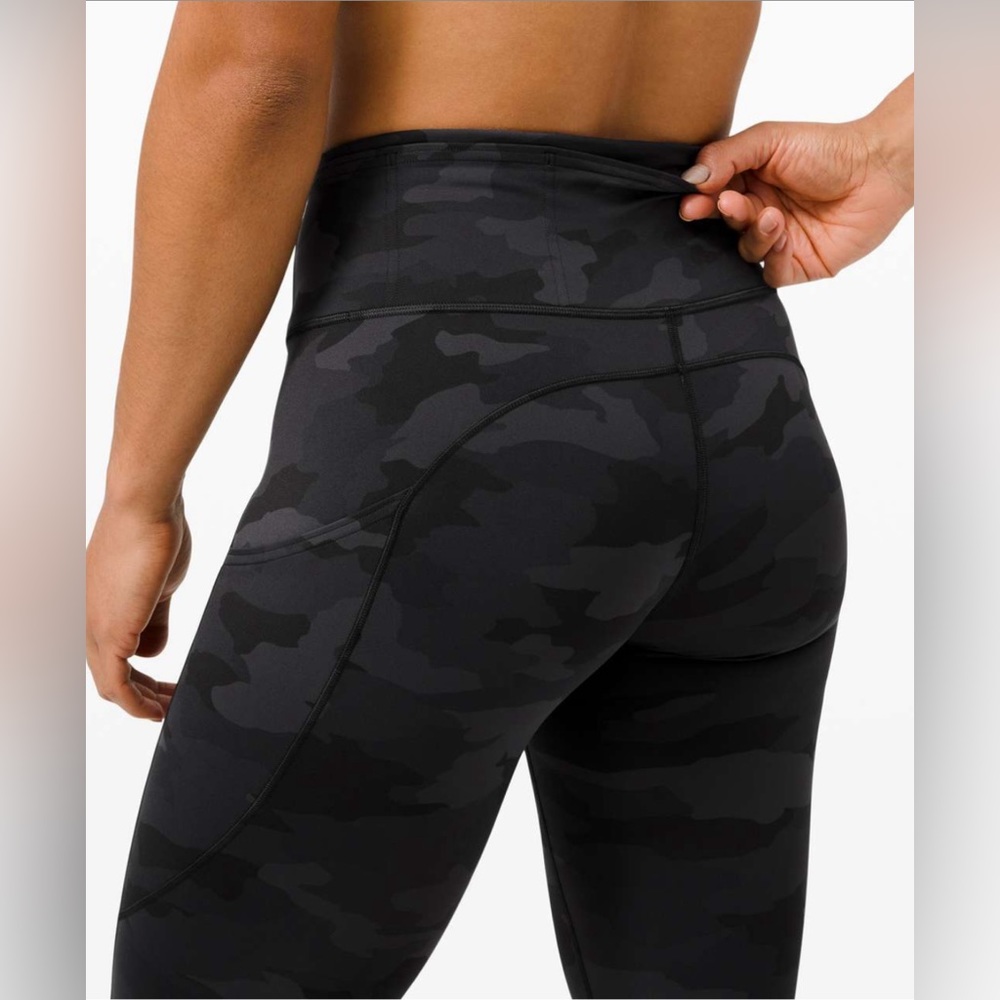 lululemon NWT Fast and Free HR Crop 23" Sz 20 Heritage 365 Camo Deep Coal Multi